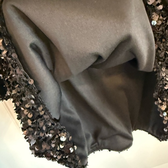 Black Sequin Long Sleeve Tunic Dress Ribbon Back - Women's L - Picture 6 of 7